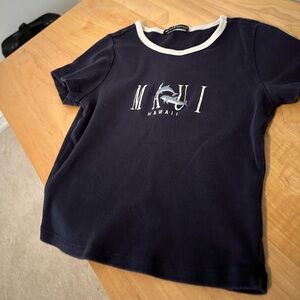 Maui Hawaii Brandy Melville baby tee navy with embroidered dolphins
